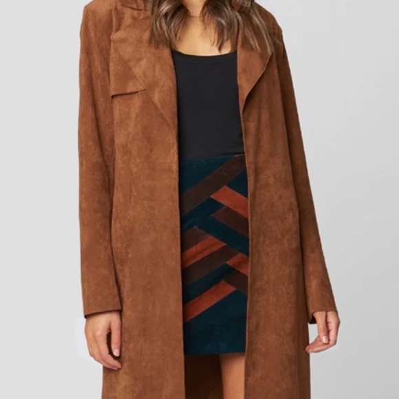 Blank NYC Coco Faux Suede Belted Trench Coat Small - Picture 2 of 14